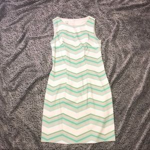 Green and White Chevron Dress Pleated Top